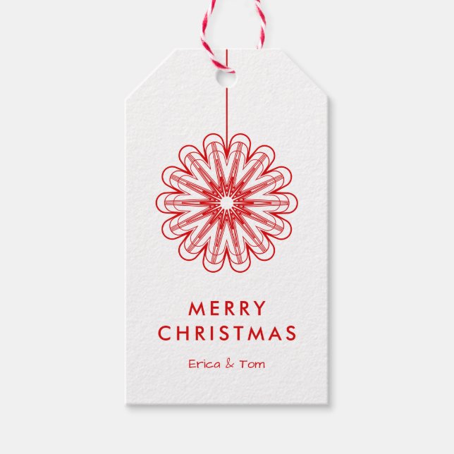 Modern God Jul minimalistisk blomster Presentetikett (Framsidan)