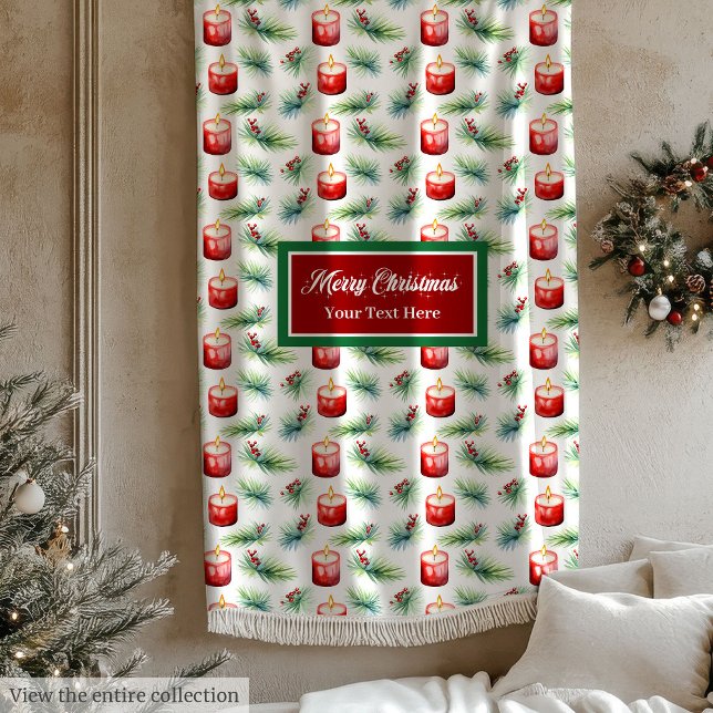 Modern god jul-monogramfilt fleecefilt (Modern watercolor merry Christmas monogram blanket)
