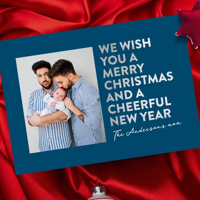 MODERN GOD JUL & NEW YEAR FAUX SILVER FOIL JULKORT (Skapare uppladdad)