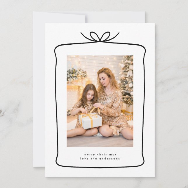 Modern God jul nuvarande menyfliksfoto Julkort (Framsida)