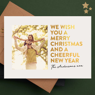 MODERN GOD JUL OCH NYÅR FAUX GOLD FOIL JULKORT