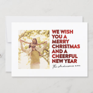 MODERN GOD JUL OCH NYTT ÅR FAUX RED FOIL JULKORT