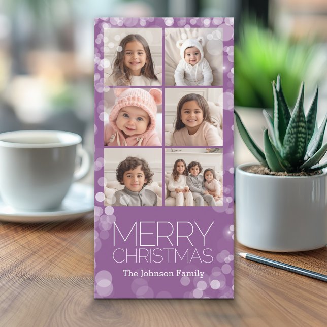 Modern God jul Orchid Bokeh Personlig Julkort (Classic Christmas Photo Card)
