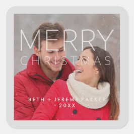 Modern God jul övertäckning och foto Fyrkantigt Klistermärke