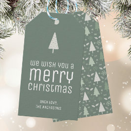 Modern God Jul Personlig Sagegrön Presentetikett