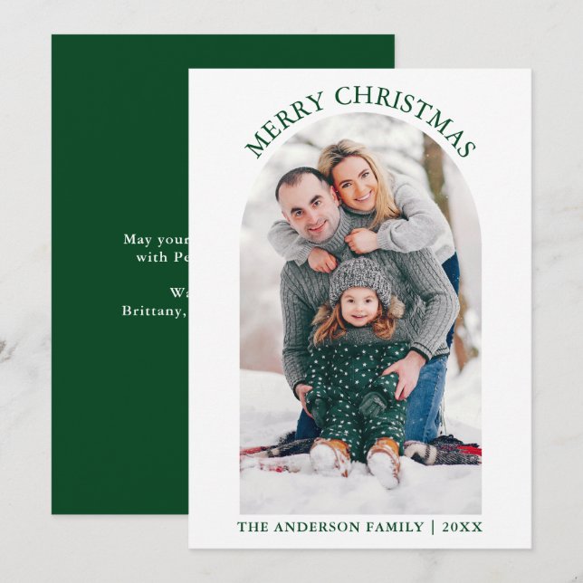 Modern God jul Photo Arch-Grönt Julkort (Fram/baksida)