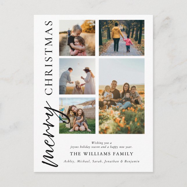 Modern God jul Photo Collage Helg Vykort (Framsida)