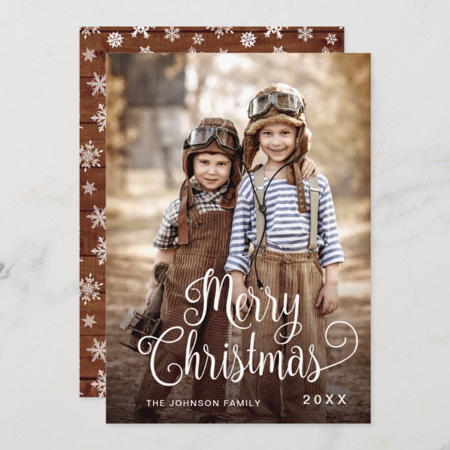 Modern God jul PHOTO Hälsning Julkort (Fram/baksida)