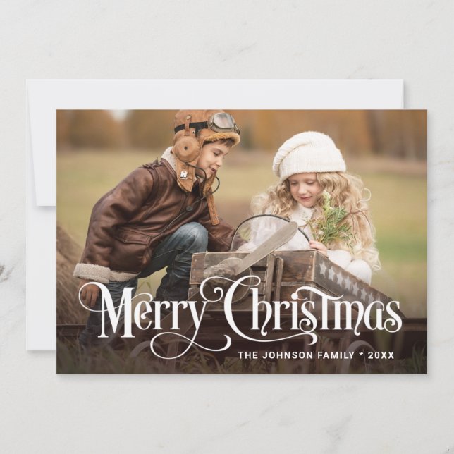 Modern God jul PHOTO Hälsning Julkort (Framsida)