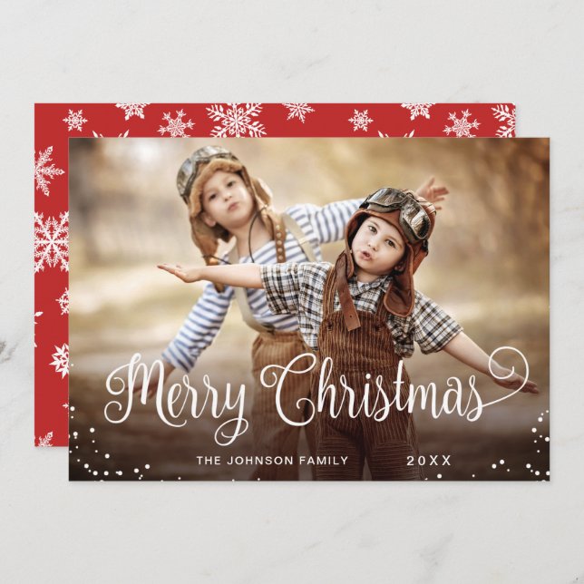 Modern God jul PHOTO Hälsning Julkort (Fram/baksida)