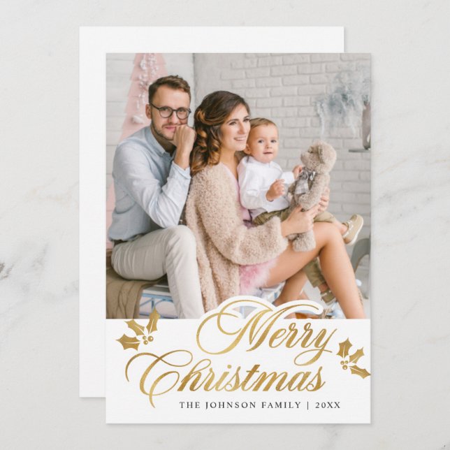 Modern God jul PHOTO Hälsning Julkort (Fram/baksida)