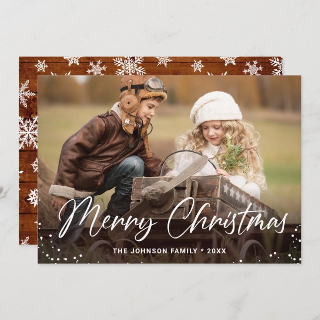 Modern God jul PHOTO Hälsning Julkort (Fram/baksida)