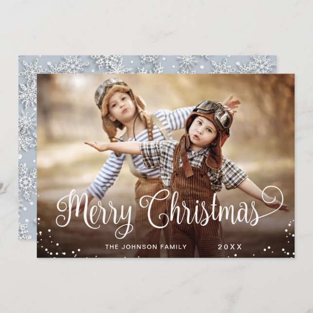 Modern God jul PHOTO Hälsning Julkort (Fram/baksida)