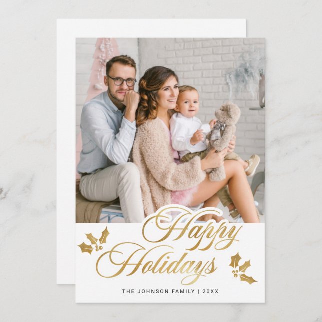 Modern God jul PHOTO Hälsning Julkort (Fram/baksida)