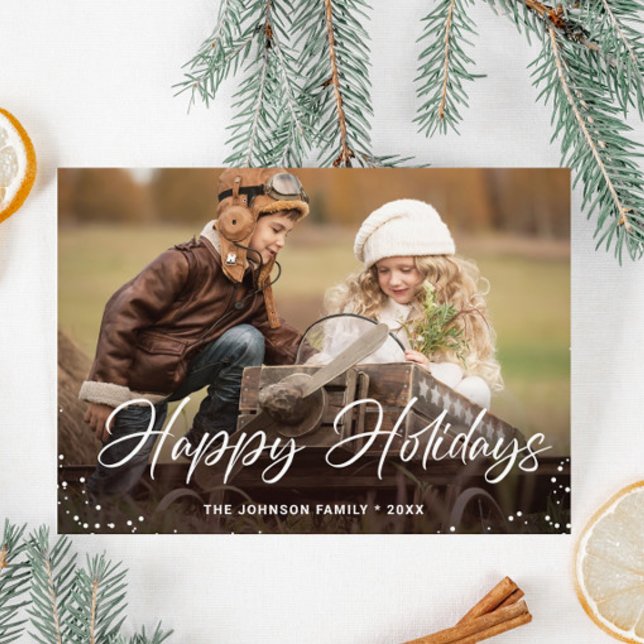 Modern God jul PHOTO Hälsning Julkort (Customizable Christmas holiday greeting photo card.)