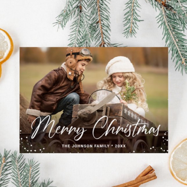 Modern God jul PHOTO Hälsning Julkort (Customizable Christmas holiday greeting photo card.)