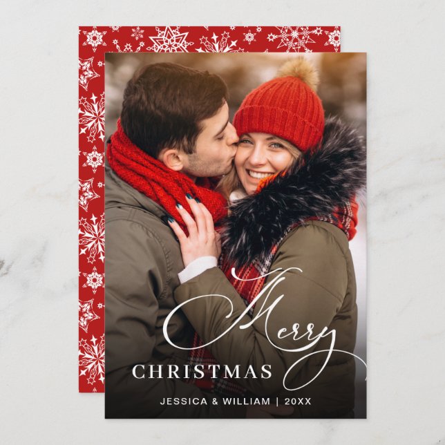 Modern God jul PHOTO Hälsning Julkort (Fram/baksida)