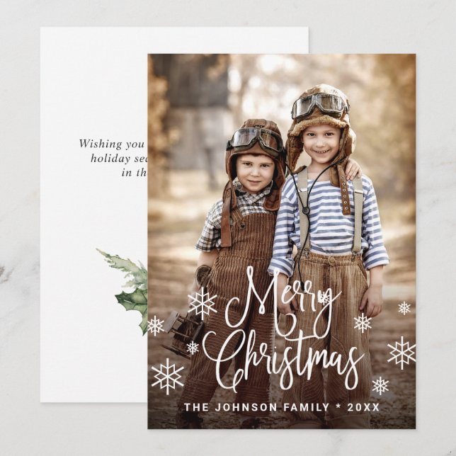 Modern God jul PHOTO Hälsning Julkort (Fram/baksida)