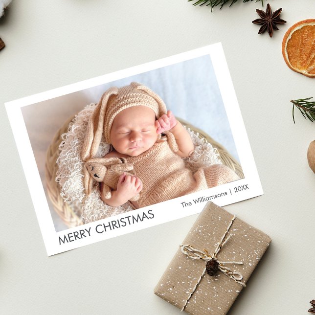 Modern God jul Photo Julkort (Modern Merry Christmas Photo Holiday Card)
