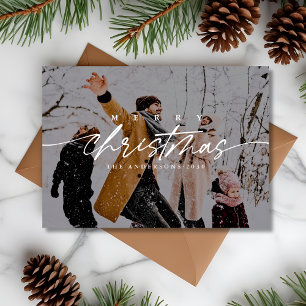Modern God jul Photo Mörk - överlägg Julkort