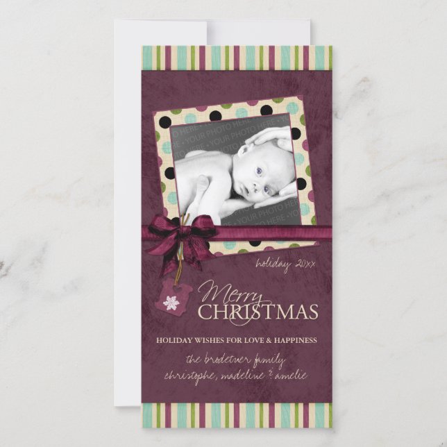 Modern God jul Polka dots-fotokort Julkort (Framsida)