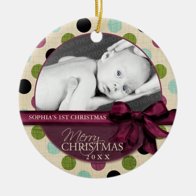 Modern God jul Polka dots Ornament (Framsidan)