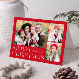 Modern God jul Red 4 Photo Helgkort