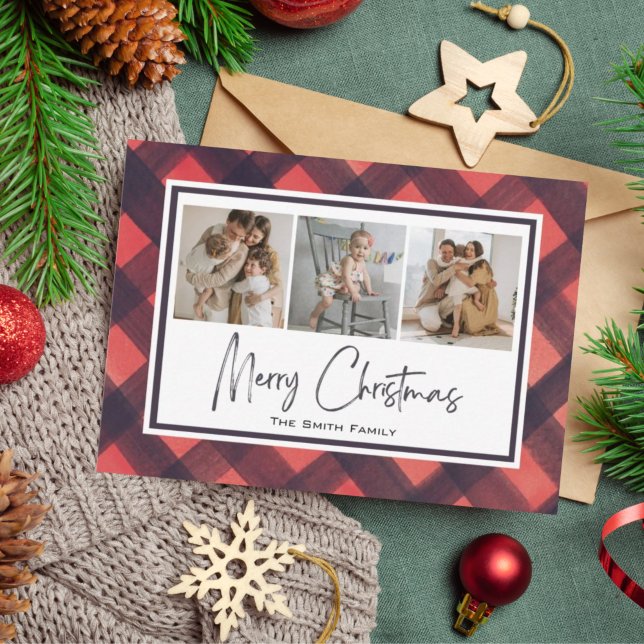 Modern God jul Red Black Play Helgdag Julkort (Skapare uppladdad)