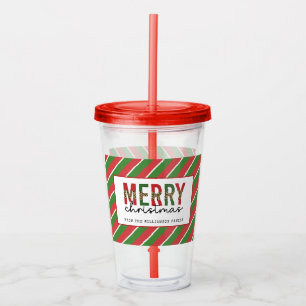 Modern God jul Red Grönt Rand Mönster Take Away Mugg