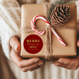 Modern God jul Red Guld Helgdag Packaging Runt Klistermärke