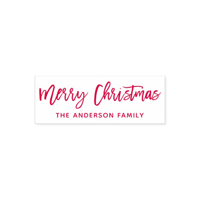 Modern God jul Red i penselskript Självfärgande Stämpel (Design)
