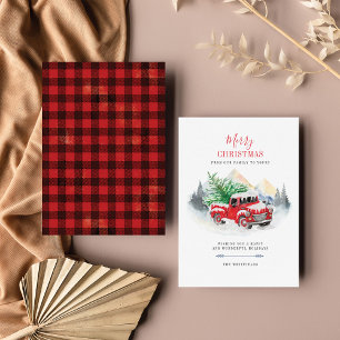 Modern God jul Red Lastbil Buffalo-familjen Anteckningskort