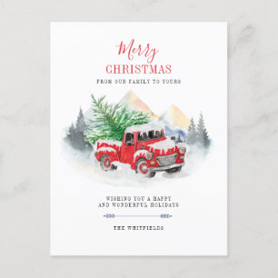 Modern God jul Red Lastbil-familjen Helg Vykort