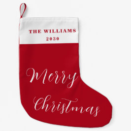 Modern God jul Red Minimal Script Liten Julstrumpa