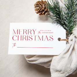 Modern God jul Red Presentetikett