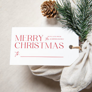 Modern God jul Red Presentetikett