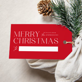 Modern God jul Red Presentetikett