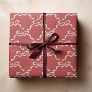 Modern God jul Red Retro Helgdag Bows Presentpapper