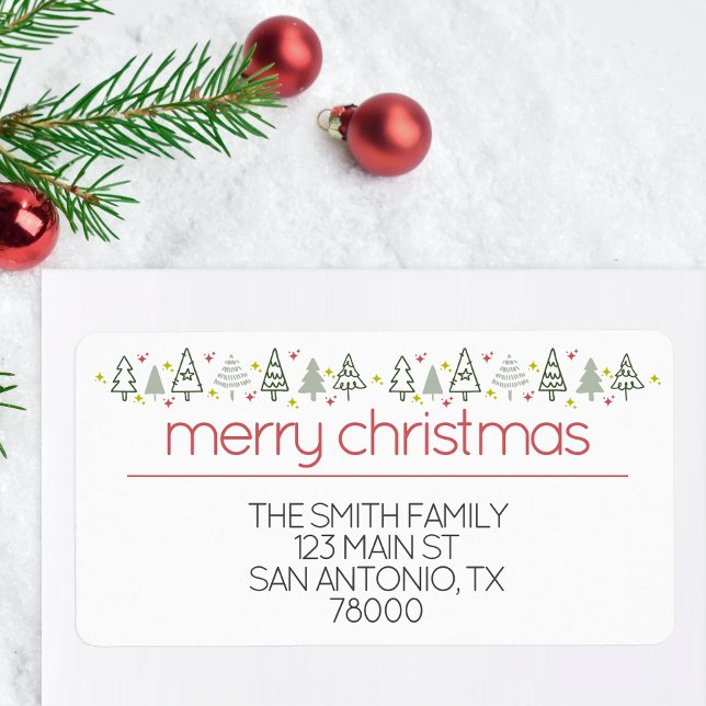 Modern God jul Returadress Adressetikett (Large Christmas Address Labels)