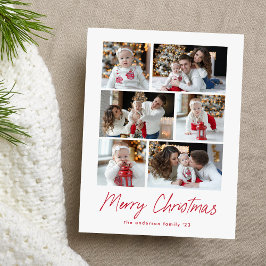 Modern God Jul Röd Handskriven 6 Fotosammanställni Helg Vykort