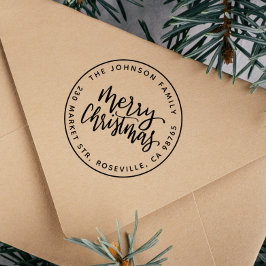 Modern God jul Round-Returadress Självfärgande Stämpel