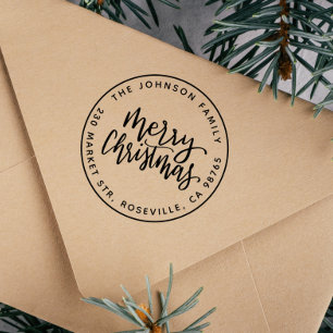 Modern God jul Round-Returadress Självfärgande Stämpel