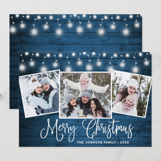 Modern God jul Rustic 3 PHOTO Hälsning Julkort (Fram/baksida)