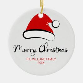 Modern God jul Santa Hat Ceramic Ornament