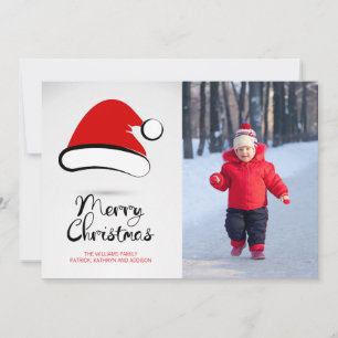 Modern God jul Santa Hat-fotokort Julkort