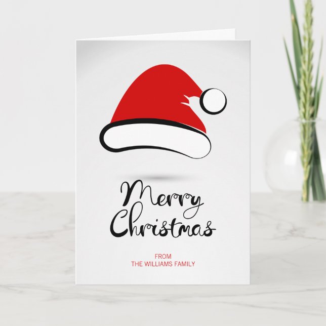 Modern God jul Santa Hat-hälsningskort Helgkort (Framsida)