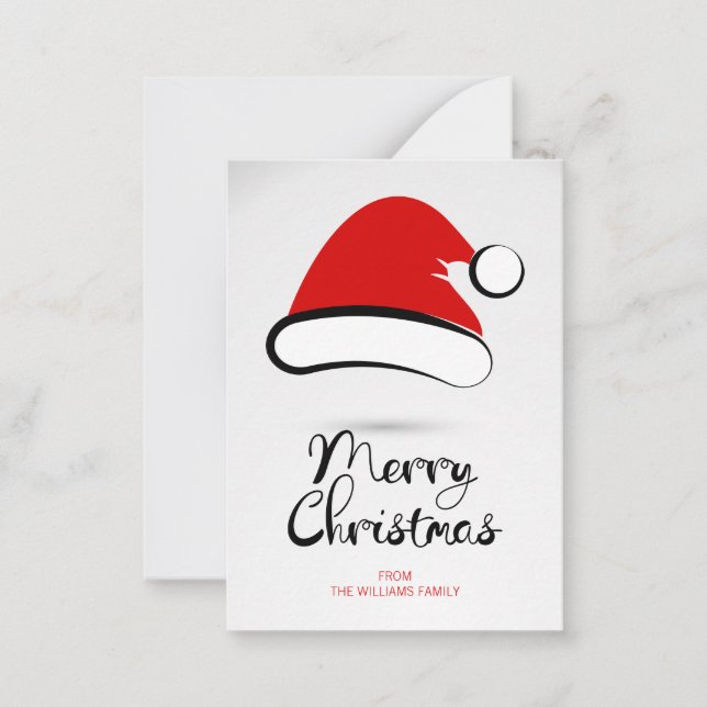 Modern God jul Santa Hat Mini Note Card Anteckningskort (Framsida)