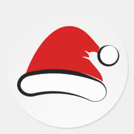 Modern God jul Santa Hat Round Sticker Runt Klistermärke
