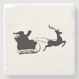 Modern God jul Santa Sleigh och Reindeer Stenunderlägg