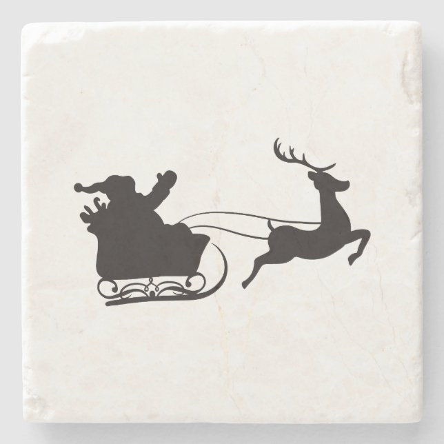 Modern God jul Santa Sleigh och Reindeer Stenunderlägg (Framsidan)